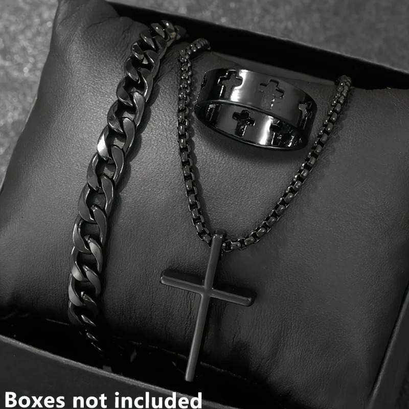 Men Accessories Ring And Bracelet - Zestaw akcesoriów w stylu cross-style: bransoletka,