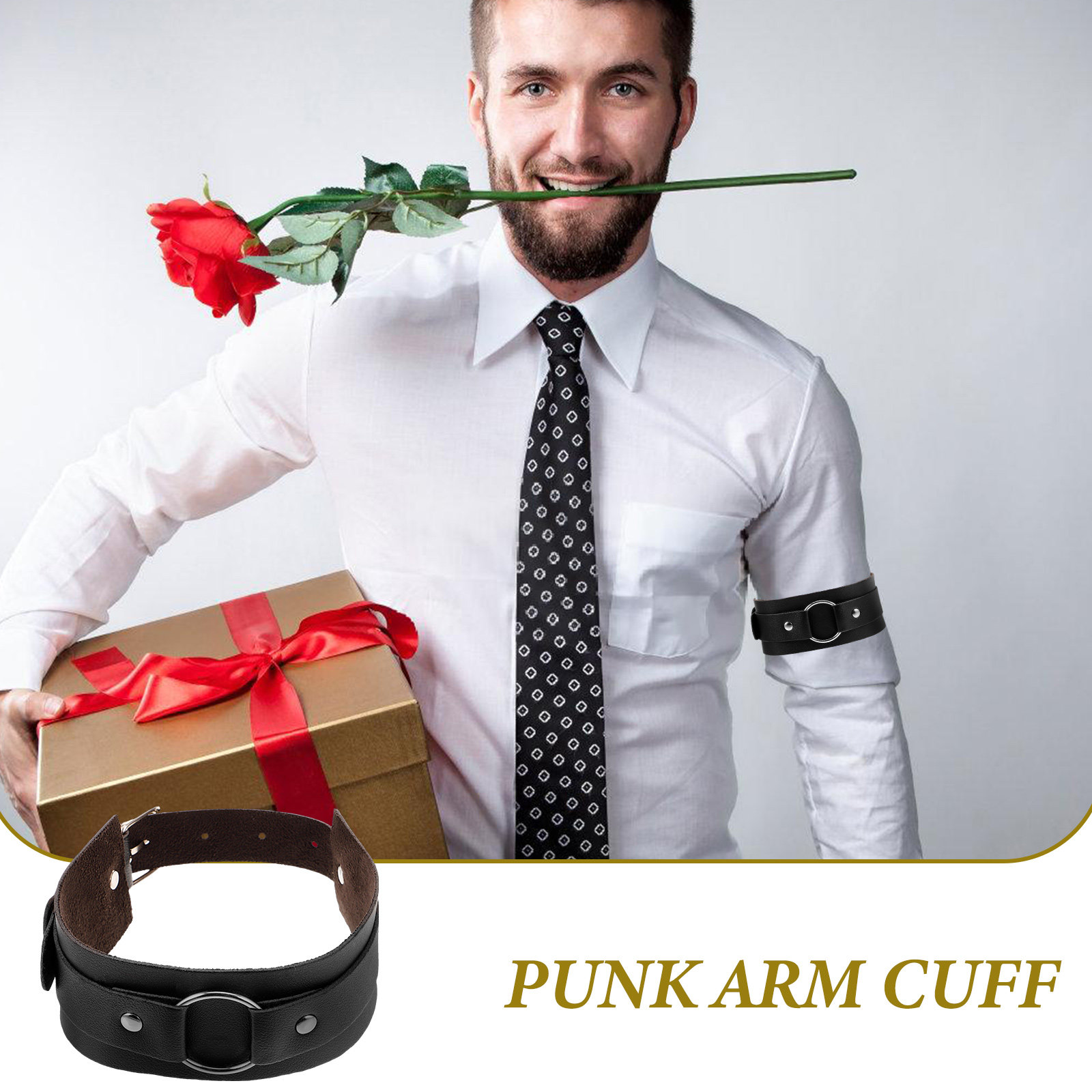 Men Accessories Ring And Bracelet - Regulowana opaska na ramię dla mężczyzn,