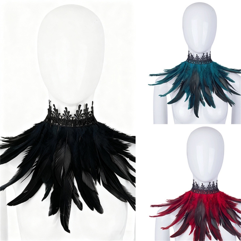 Men Accessories Look - Kołnierz z piór do stylizacji scenicznej