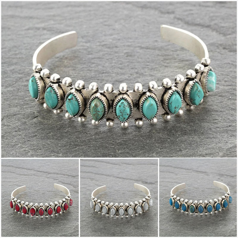 Men Accessories India - Vintage tybetańska turkusowa bransoletka dla kobiet