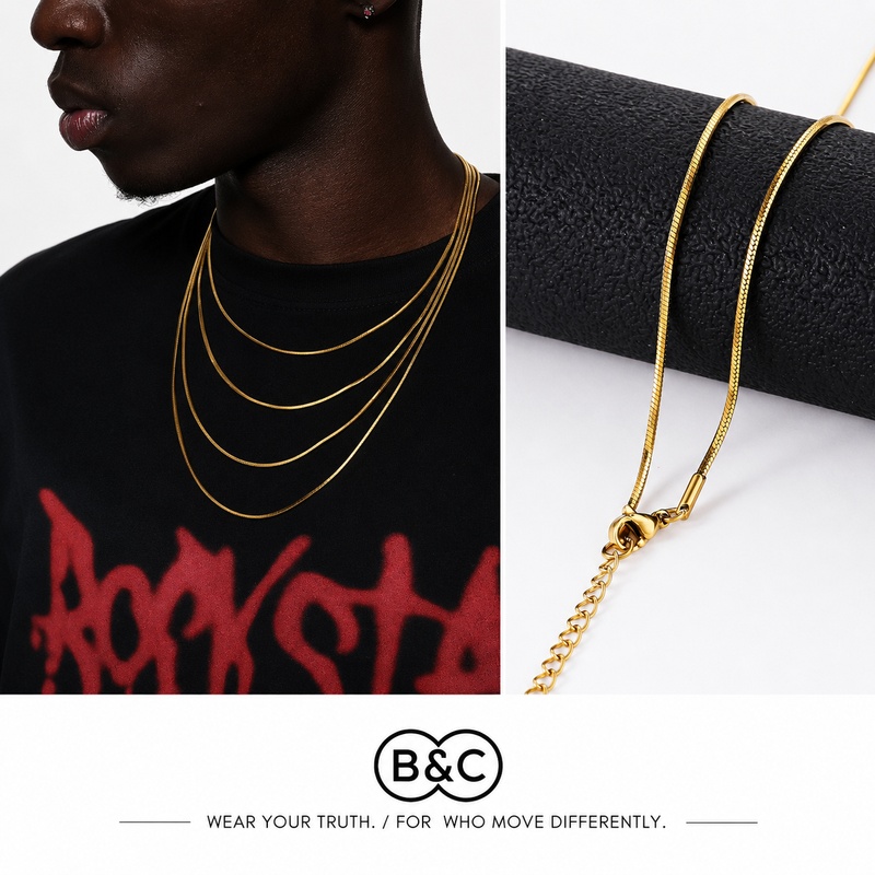 Men'S Accessories Chain - B&C 1,2 mm złoty naszyjnik męski